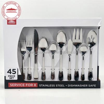 China Sustainable 45 Pcs Stainless Steel Flatware Set for sale