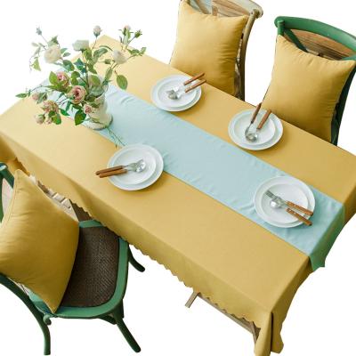 China Fashion waterproof neoclassical simple velvet solid color America style double-sided canvas tablecloth for sale