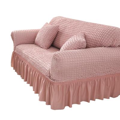 China Reusable Single seat seersucker Skirt sofa cover elastic sofa cover for living room stretch slipcover for sale