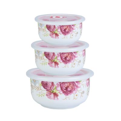 China Wholesale Viable Fine White Porcelain Airtight Leakproof 3pcs Serving Dishware Ceramic Bowl Set for sale