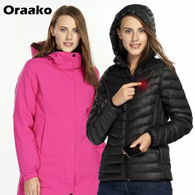 China Windproof Drop Shipping Battery Operated Warm Heated Jacket USB Heating Women Waterproof Shirt Coat for sale