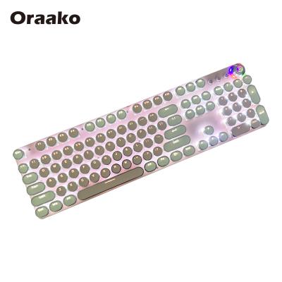 China Mechanical Gaming Keyboard With Ergonomic Multimedia Keycaps Protector Pink White Usb Wired Keyboards 104 Keys Mechanical Gaming Keyboard With Multimedia For Laptop Computer for sale