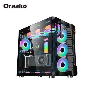 China USB3.0*1+USB2.0*2+HD Aduio MI Mesh ATX M-ATX RGB Light Tower Black Computer Gaming PC Case with 10 Fan for Gamers for sale