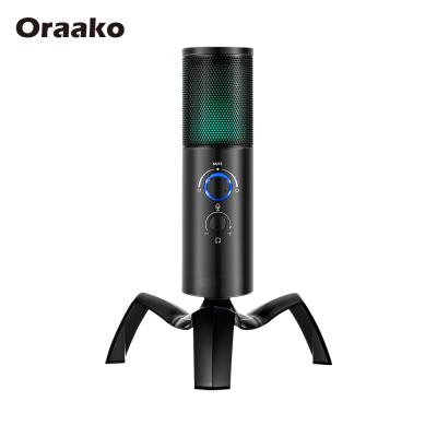 China Headset Microphone Tripod Condenser Mic Mike Metal Universal Shaft Breathing RGB Light Type C USB Wired Gaming Microphone For PC Karaoke Youtuber for sale