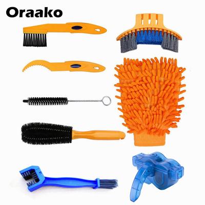 China Universal Bicycle Cleaner Kit Cycling Chain Cleaner Scrubber Sweeps 8 Pcs Mountain Bike Seal Tool Kit Bicycle Accessories for sale