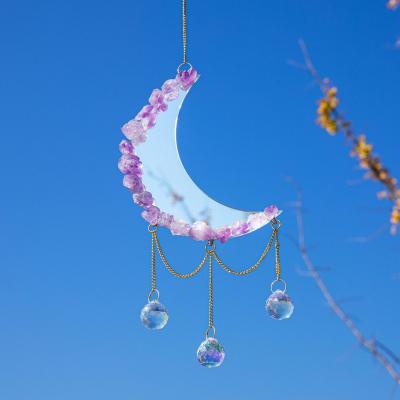 China Eco-friendly Hot Selling Moon Amethyst Sun Catcher Decoration Prism Ball Lighting Home Garden Pendant for sale