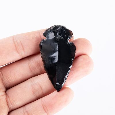 China Diy high quality natural rough handmade new obsidian arrow stone pendant necklace material jewelry accessories wholesale for sale