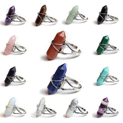 China New Product Eco-friendly Crystal Ring Variety Of Hexagonal Column Crystal Ring Fashion Natural Men And Women's Styles for sale