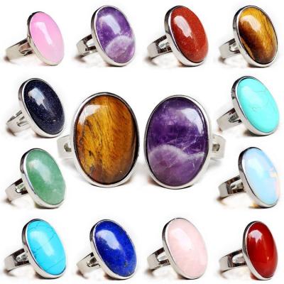 China Eco-Friendly Natural Crystal Ring Exaggerated Fashion Style Oval Egg Shaped Crystal Ring Couple Men And Women for sale