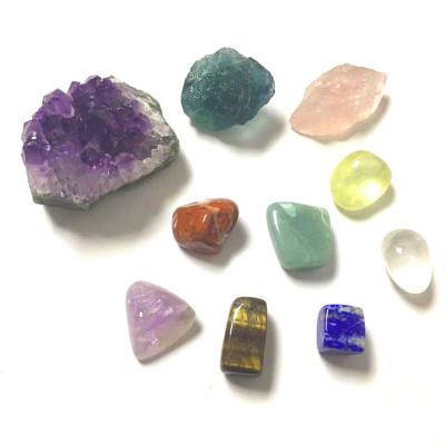 China Natural Aura Crystal Healing Stone For Healing Gemstone Boundary Tumble Chakra Stone Gift Set From China for sale