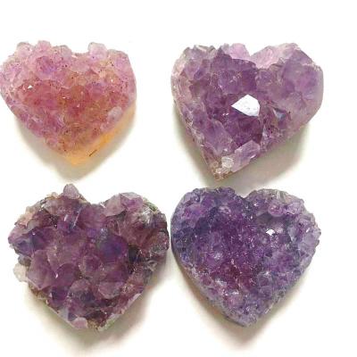 China Wholesale Natural Amethyst Pendant Group China Heart Rough Stone Crystal Healing Stone Jewelry for sale