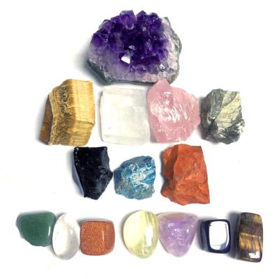 China China Wholesale 15 Piece Border Products Natural Amethyst Group Combination Set Natural Stone Crystal Healing Stone for sale