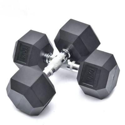 China Wholesale Durable High Quality Fitness Hex Dumbbell Shopping Rubber Dumbbell Set for sale