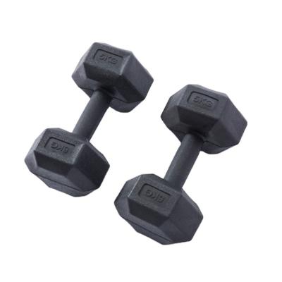 China Factory Price Cast Iron Hexagonal Rubber Covered Fitness Equipment Dumbbell Rubber Dumbbell 10kg 15kg 20kg for sale