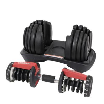 China Wholesale Rubber Covered Dumbbell Fitness Equipment Iron Dumbbell Set Adjustable 24Kg Dumbbell With Base for sale