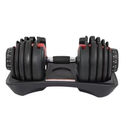 China Rubber Covered Dumbbell Fitness Equipment Chromed Dumbbell With Base Adjustable Weight Training for sale