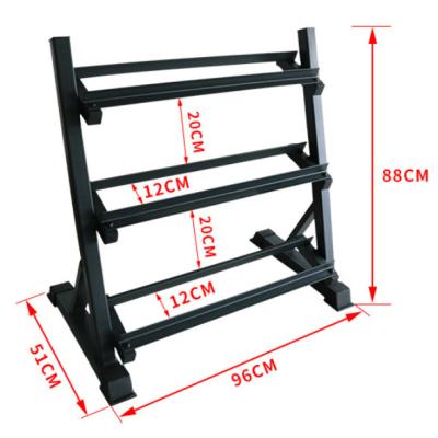 China Durable Wholesale Custom Commercial Logo Vertical Storage Fitness 3 Row Premium Gym Training Equipment Dumbbell Rack for sale