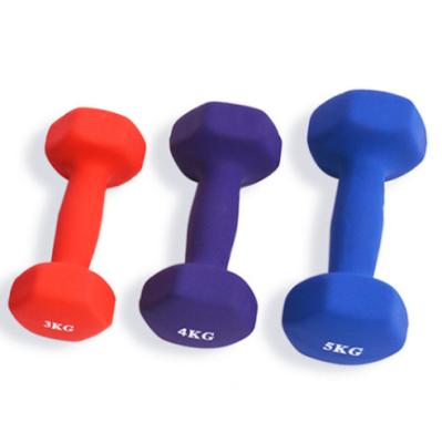 China Dumbbell Rubber Covered Hand Weights Deluxe Neoprene Coated Cast Iron Dumbbells Non Slip Grip for sale