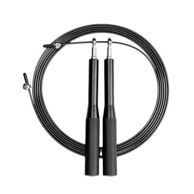 China Home Adjustable Exercise Skipping Rope Wholesale Length Handle Steel Wire Speed ​​Jump Rope Aluminum Black for sale