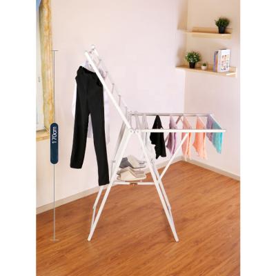 China Durable Foldable 2 Tier Clothes Drying Rack Laundry Dryer Hanger Stand Up Indoor Outdoor Customized Cloth Storage Rack for sale