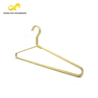 China Durable Metal Clothing Hanger Wire Cloth Hanger Aluminum Gold Hanger For Adult for sale