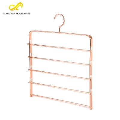 China Durable Hot Selling Multi Layer Space Saving Metal Aluminum 5 Layers Pants Hanger for sale