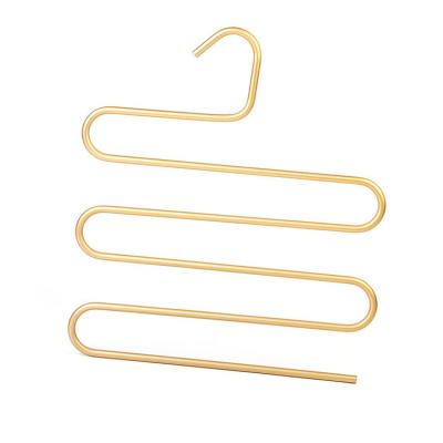 China Durable Multifunctional 5 Layers S Shape Space Saving Clothes Hanger Pants Hanger for sale