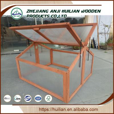 China Easily Assembled Wooden Box Greenhouse Double Layers Chassis Lifted Plants Recess Protection for sale