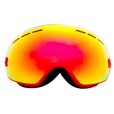 China Brown Revo Red Lens Snow Boarding Goggles Anti Scratch for Adults for sale