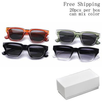 China free shipping 20pcs Impact-resistance per box fashion square PC sun glass men and women sunglasses for sale