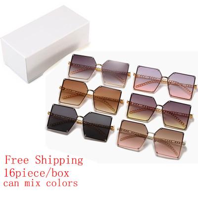 China 16pcs/box Impact-Resistance Cavity Free Shipping Glass Women Frameless Square Colored Sun Shades Glasses for sale