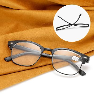 China Modern Wholesale Retro Presbyopic Reading Glasses TR90 Half Frame Rice Glasses for sale