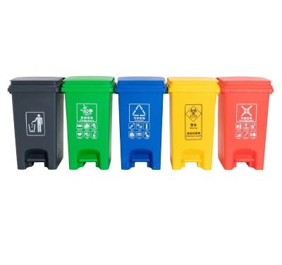 China Factory direct supply popular item cheap large plastic trash can stocked with wheels with pedal for sale