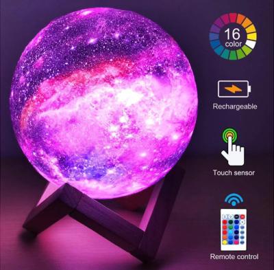 China Modern 3D Moon Lamp 16 Colors Moon Touch Light with USB Remote Control Rechargeable LED Night Light for Home Decoration for sale