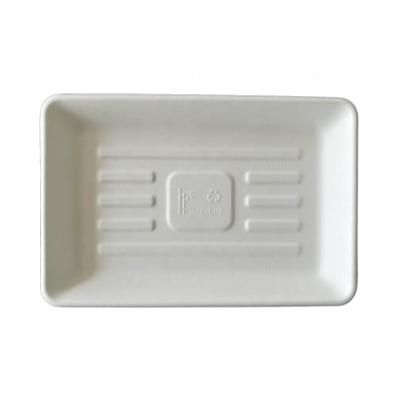 China Disposable Rectangular Biodegradable Disposable Bagasse Trays Vegetable Pack for sale