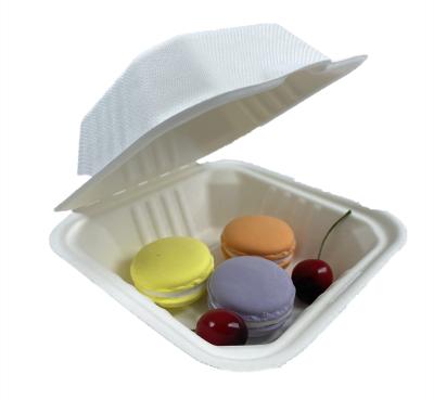 China Eco - Friendly Disposable Food Packaging Sugar Cane Bagasse Clamshell Box Takeaway Food Container for sale