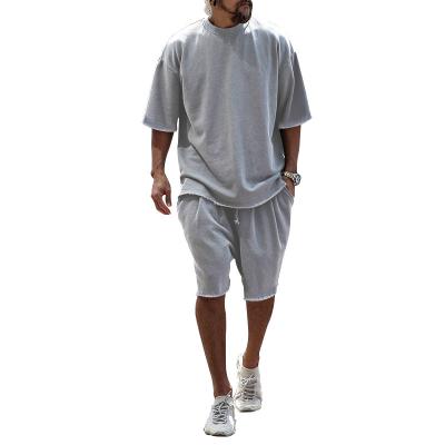 China New Arrival QUICK DRY Custom Wholesale Cotton Sportswear Gym Jogging Tracksuit And Shorts 2 Pieces Shorts Tracksuit Men T Shirt Set for sale