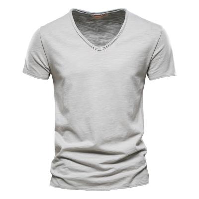 China Anti-Wrinkle Bodybuilding Custom Printing Gym Sporty Vacuum Flexible Nylon Muscle Plain Compression T-shirt V-Neck Sports Fit T-Shirt for sale