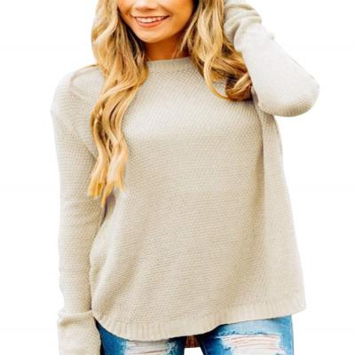 China High Quality Anti-Wrinkle Crew Neck Long Sleeve Casual Curve Button Pullover For Women Sweater for sale