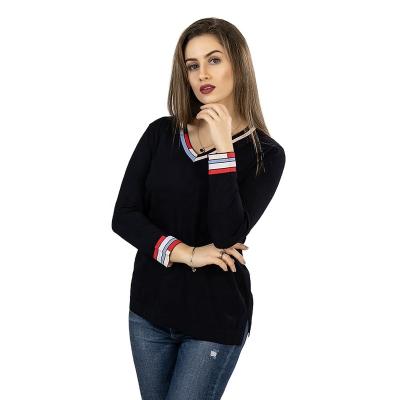 China Anti-wrinkle Women Spring&Summer Casual Multi Colors Stripe Ribbed Cuff&Neck Thinner V-Neck Pullover Sweater for sale