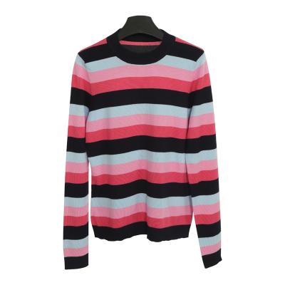 China Wholesale Anti-wrinkle turtle neck ripped style knitted sweater for striped women knit sweater for sale