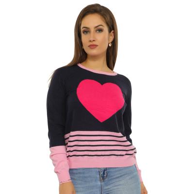 China 2021 New Anti-wrinkle Women Autumn Winter Custom Loving Heart Sweater Women Long Sleeve Crewneck Sweater for sale