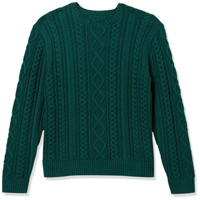 China 2022 Anti-wrinkle OEM designer custom crewneck long sleeve knitted 100% cotton Fisherman Cable top for men's sweaters for sale