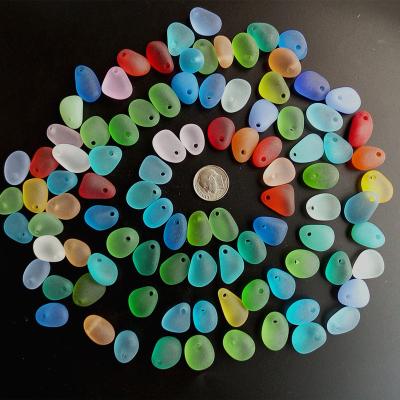 China CLASSIC 2 Mm Big Hole Top Drilled Sea Beach Glass 10 Pcs Lot Pendant Jewelry Use for sale