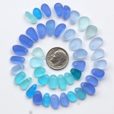 China 20 Pcs Size Cute Tiny Top Drilled Beach Sea Glass Bulk Wholesale Bulk Cobalt Blue Purple Blue Jewelry Making for sale