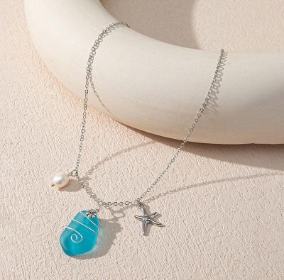 China CLASSIC Women's Holiday Inn Style Starfish Shell Necklace Niche Advanced Design Adjustable Necklace for sale