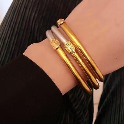 China Colorful Monk Kumlai Incantation CLASSIC Buddhist Bless Jelly Gold Foil Bangles Bracelet Bangle Wristbands for sale