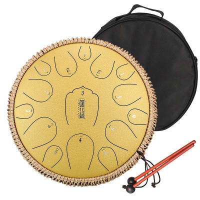 China Carbon Steel Hluru Tongue Drum Kit 15 Notes High Quality Hanpan Tank Drum THL15 Musical Instruments 13 Inch for sale