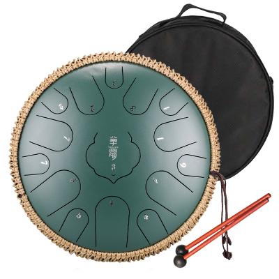 China Toy HLURU Tongue Drum 13 Inch 15 Note Educational Steel Musical Instruments Handpan Percussion Instrument with Drum Accessories THG15 for sale