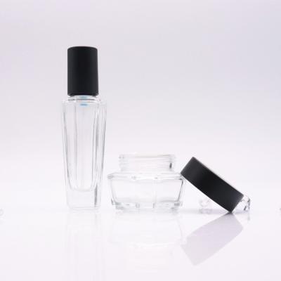 China 30ml 50ml Glass Oil Pump Bottle 100ml 120ml Cosmetic Transparent Cosmetics Packaging Bottles Skin Care Bottles for sale